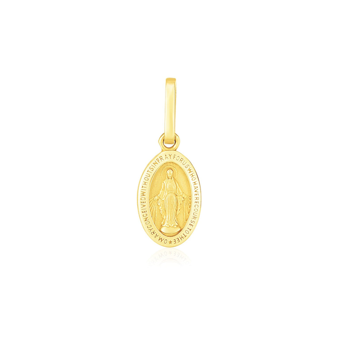 Pendentif médaille religieuse ovale en or jaune 14 carats