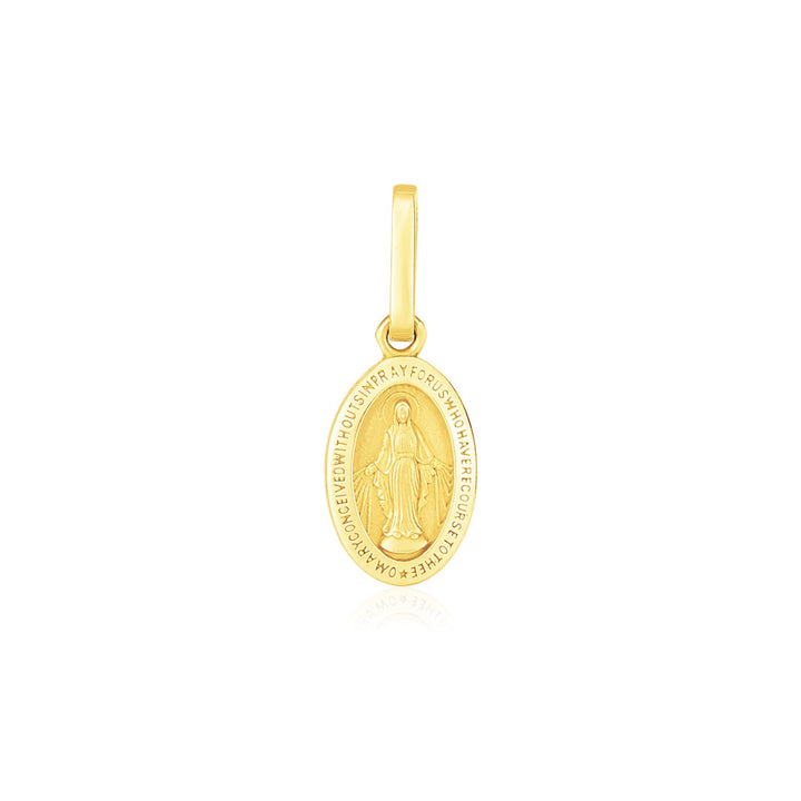 14k Yellow Gold Oval Religious Medal Pendant
