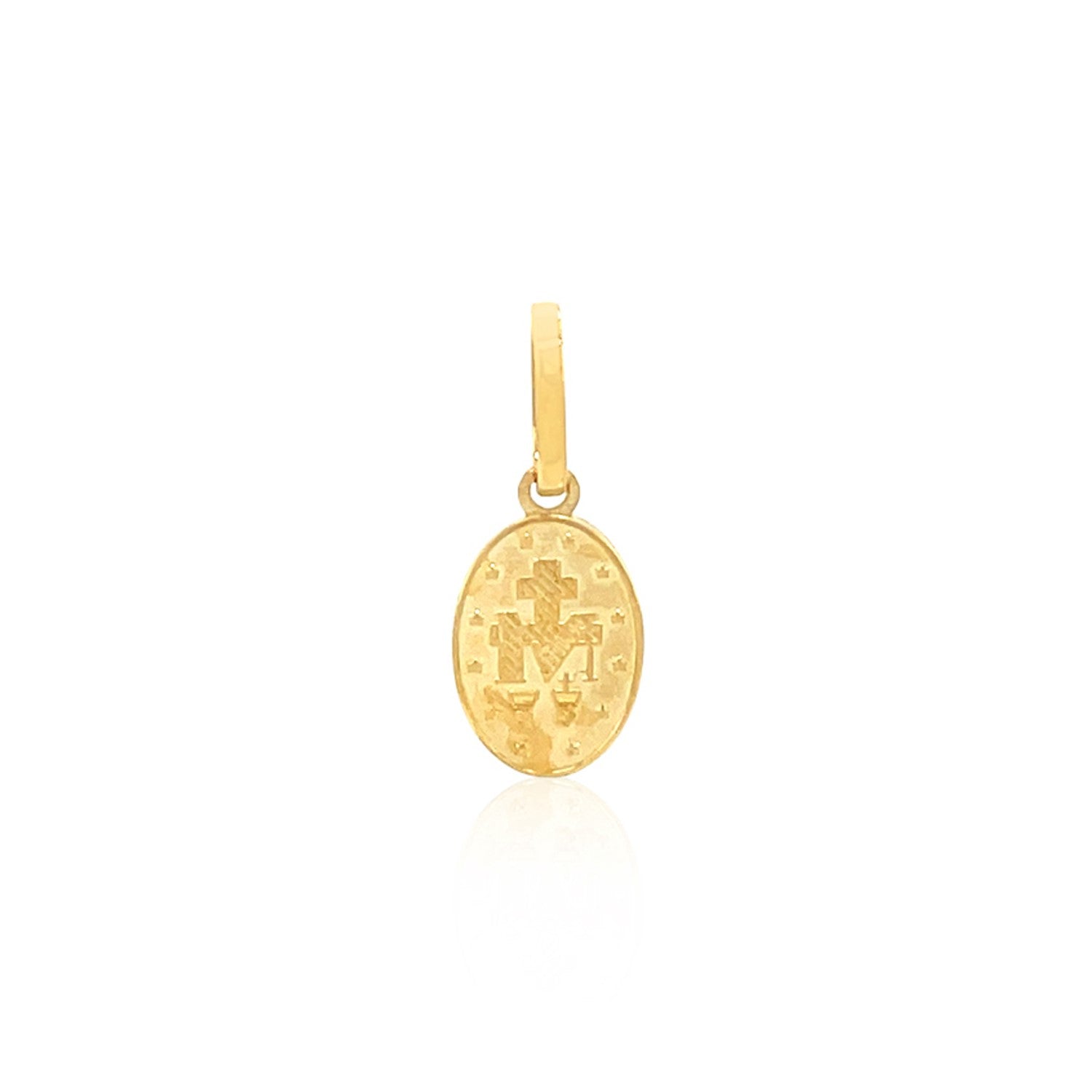 Pendentif médaille religieuse ovale en or jaune 14 carats