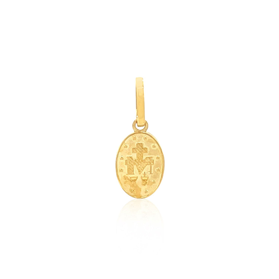 Pendentif médaille religieuse ovale en or jaune 14 carats