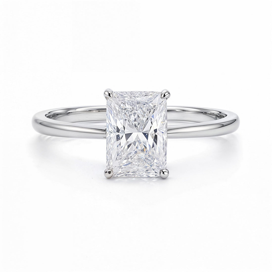 2 Carat Radiant Lab Grown IGI G/VS1 Diamond Solitaire Ring in 10K White Gold