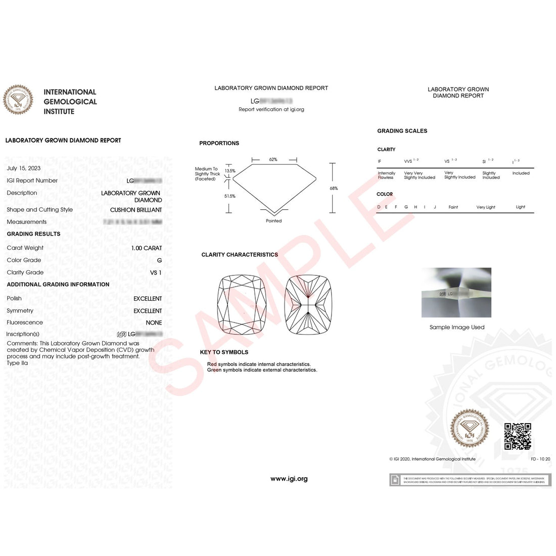 1 Carat Cushion Lab Grown IGI G/VS1 Diamond Solitaire Ring in 10K Yellow Gold