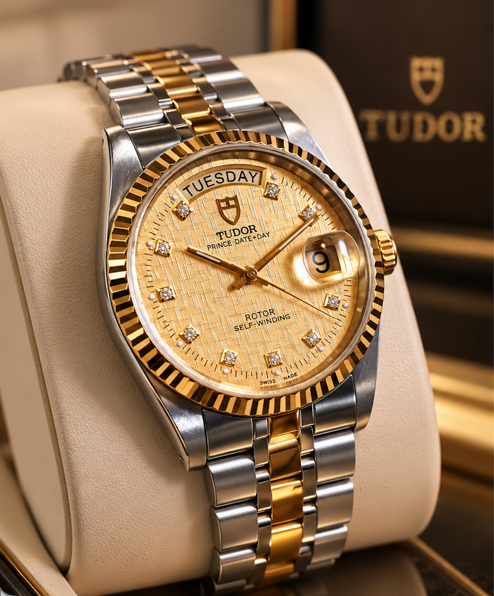 Tudor Prince Date+Day 36 mm – Ref. 76213 – Diamond Linen Dial – Vintage - 50% RES/TRADE EURO