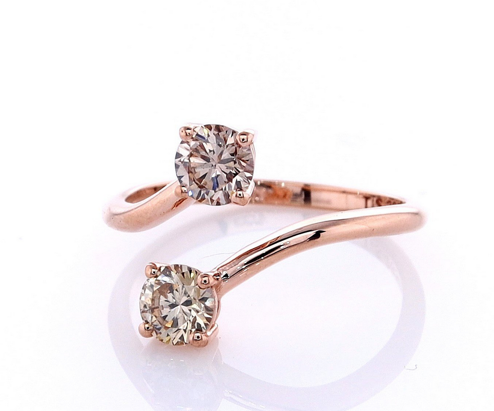 Ring - 14 karaat Roségoud - 0.76ct. Natuurlijke Diamant