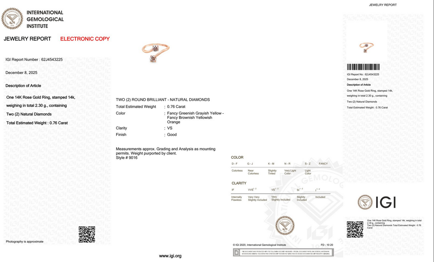 Ring - 14 karaat Roségoud - 0.76ct. Natuurlijke Diamant