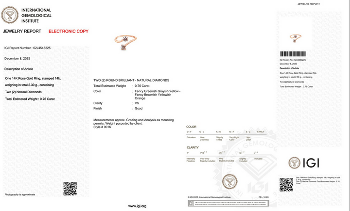 Ring - 14 karaat Roségoud - 0.76ct. Natuurlijke Diamant