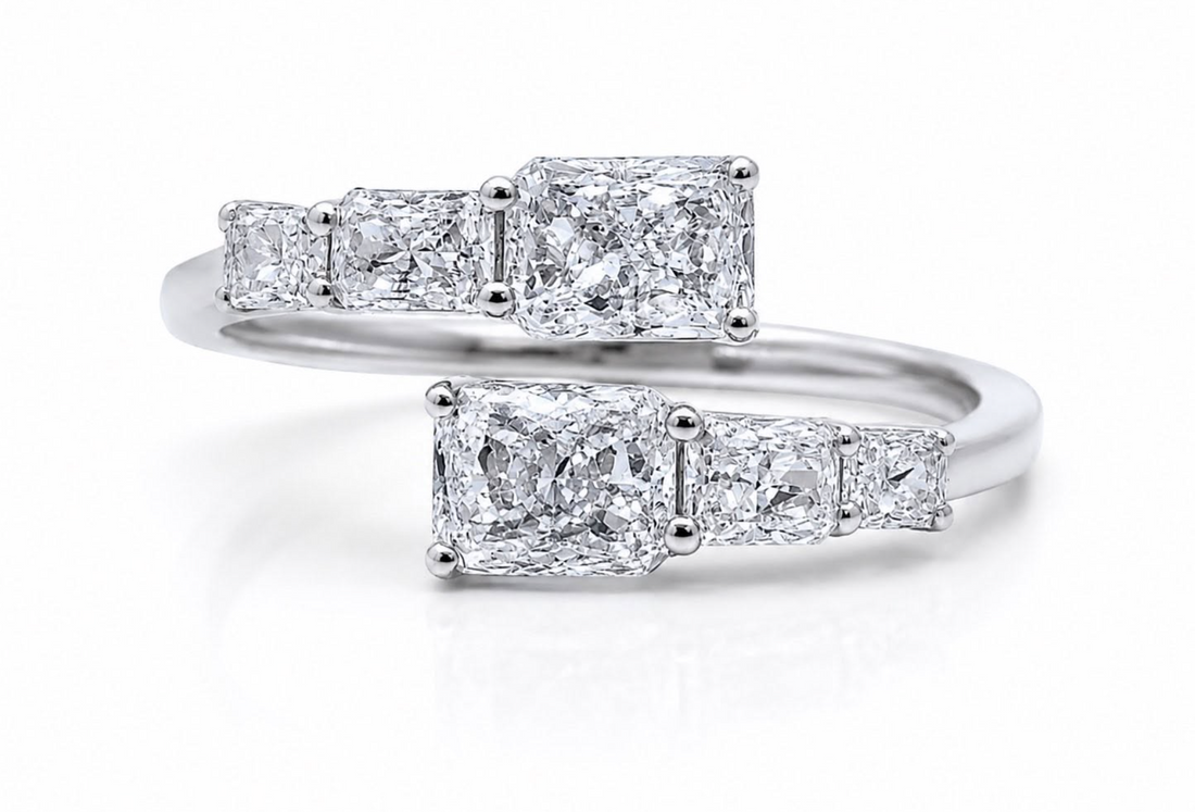 Exclusieve 14 karaat witgouden open ring met 2,21 ct lab-grown diamanten – HRD Antwerp gecertificeerd