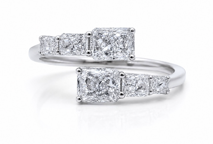 Exclusieve 14 karaat witgouden open ring met 2,21 ct lab-grown diamanten – HRD Antwerp gecertificeerd