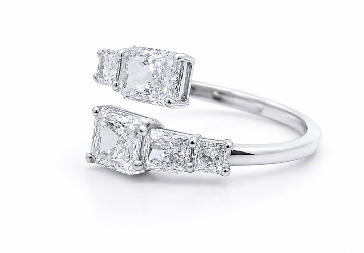 Exclusieve 14 karaat witgouden open ring met 2,21 ct lab-grown diamanten – HRD Antwerp gecertificeerd