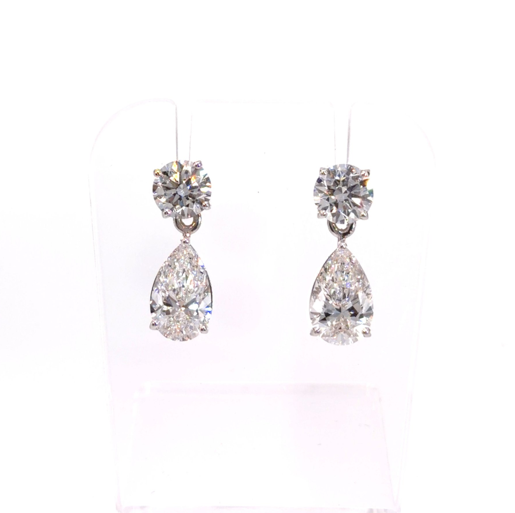 Exclusieve 14 karaat witgouden oorbellen met 4,08 ct lab-grown diamanten – IGI gecertificeerd