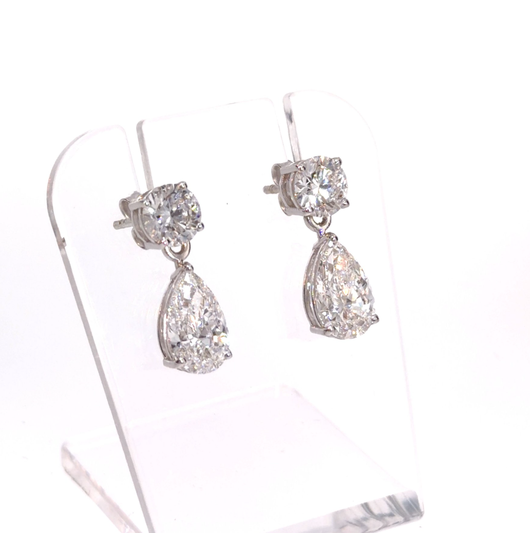 Exclusieve 14 karaat witgouden oorbellen met 4,08 ct lab-grown diamanten – IGI gecertificeerd