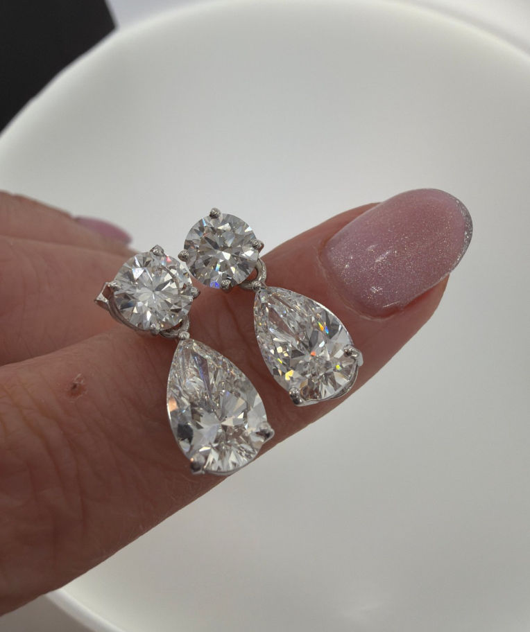 Exclusieve 14 karaat witgouden oorbellen met 4,08 ct lab-grown diamanten – IGI gecertificeerd