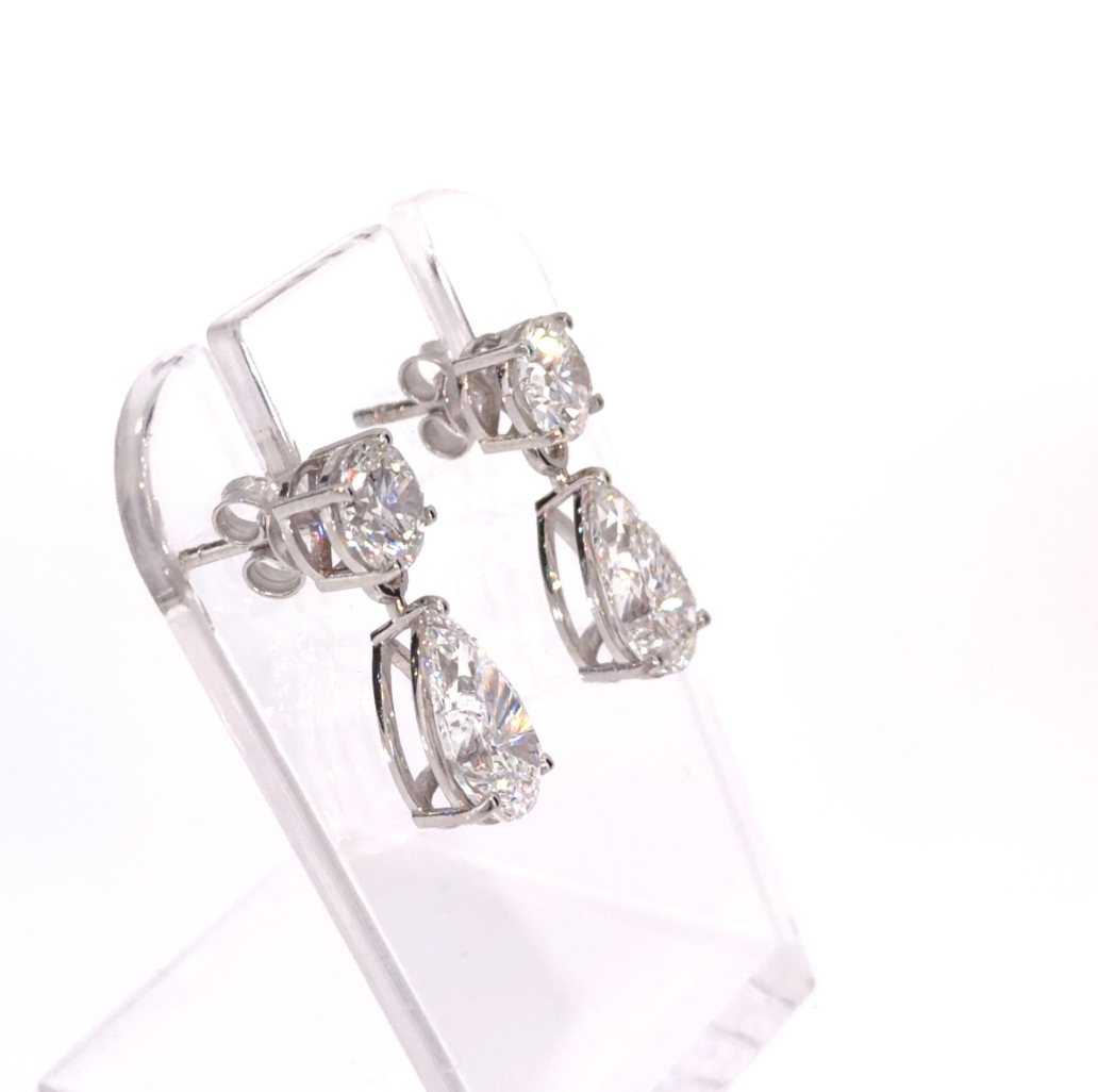 Exclusieve 14 karaat witgouden oorbellen met 4,08 ct lab-grown diamanten – IGI gecertificeerd