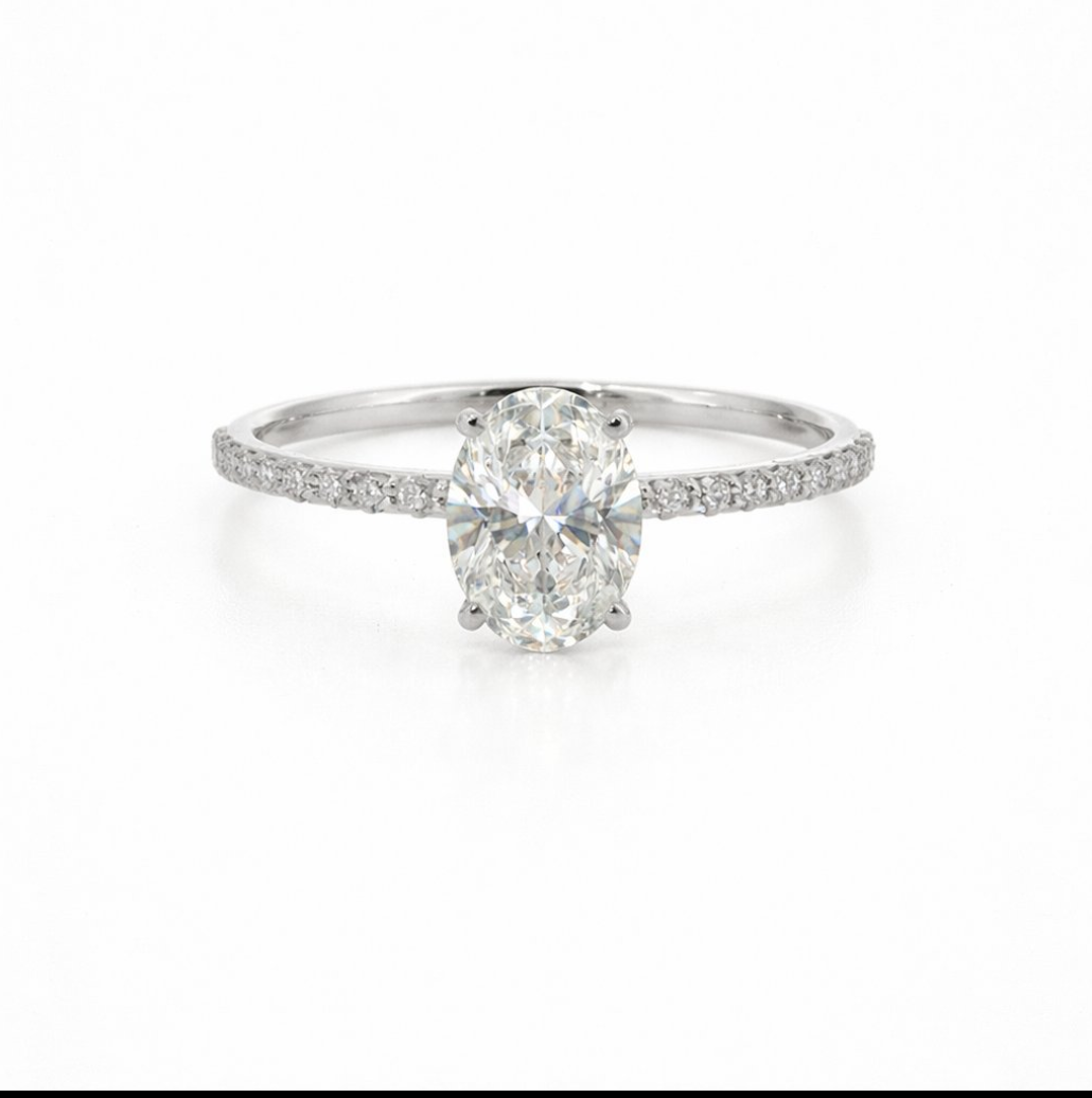Exclusieve 14 karaat witgouden solitaire ring met 1,06 ct ovale lab-grown diamant – IGI gecertificeerd