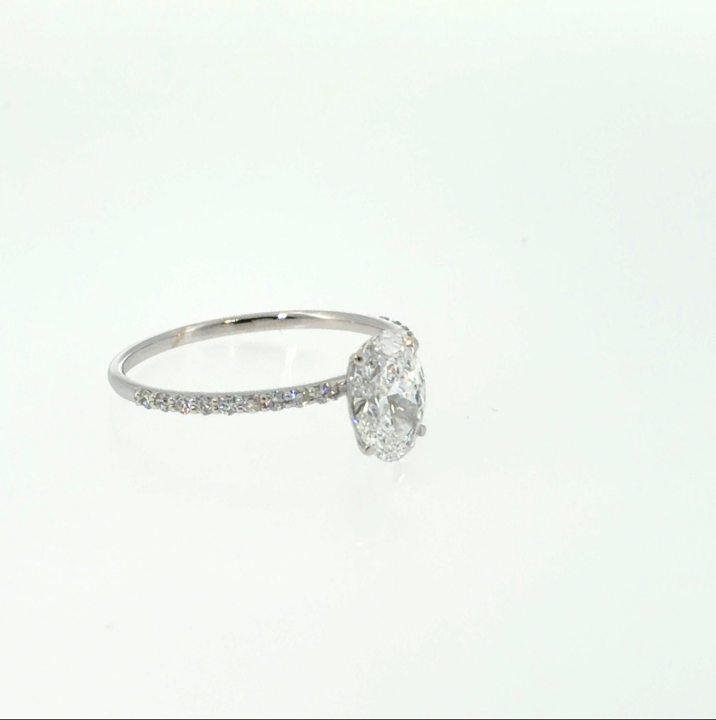 Exclusieve 14 karaat witgouden solitaire ring met 1,06 ct ovale lab-grown diamant – IGI gecertificeerd