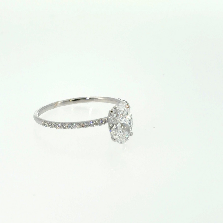 Exclusieve 14 karaat witgouden solitaire ring met 1,06 ct ovale lab-grown diamant – IGI gecertificeerd