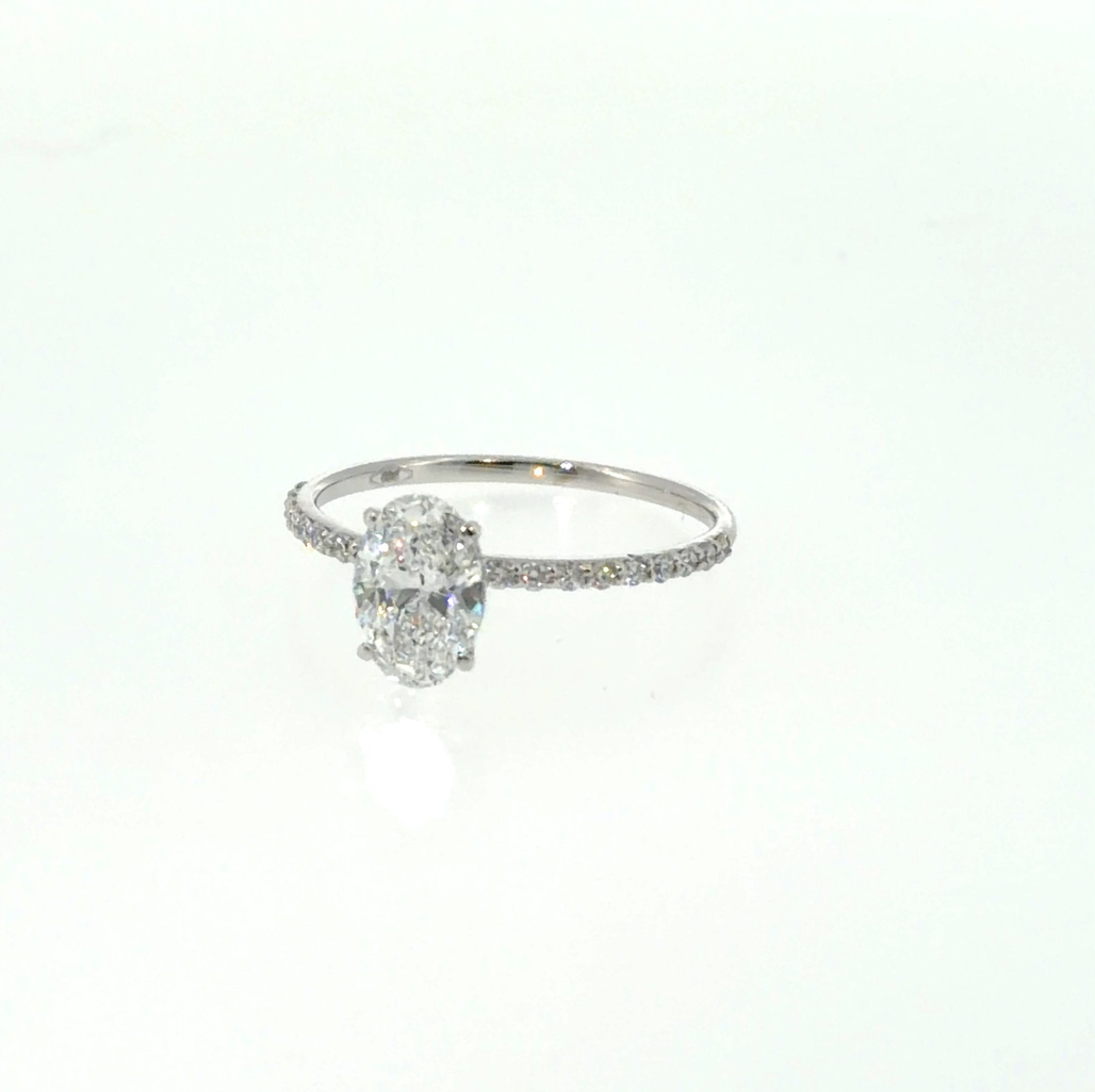Exclusieve 14 karaat witgouden solitaire ring met 1,06 ct ovale lab-grown diamant – IGI gecertificeerd