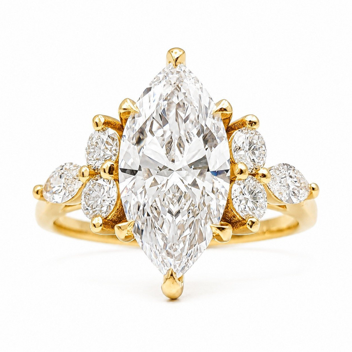 Exclusieve 14 karaat geelgouden marquise verlovingsring met 1,80 ct lab-grown diamant – IGI gecertificeerd