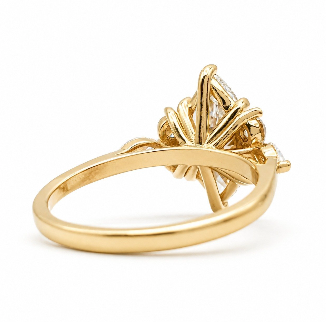 Exclusieve 14 karaat geelgouden marquise verlovingsring met 1,80 ct lab-grown diamant – IGI gecertificeerd