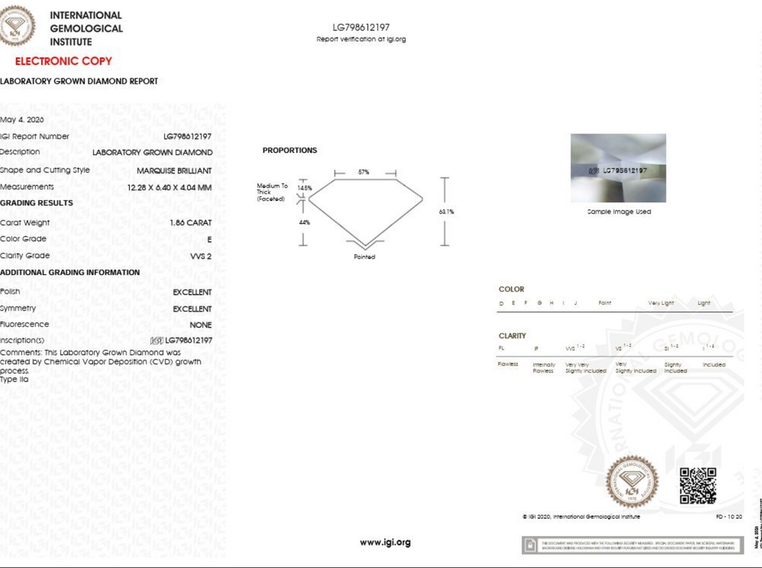Exclusieve 14 karaat geelgouden marquise verlovingsring met 1,80 ct lab-grown diamant – IGI gecertificeerd