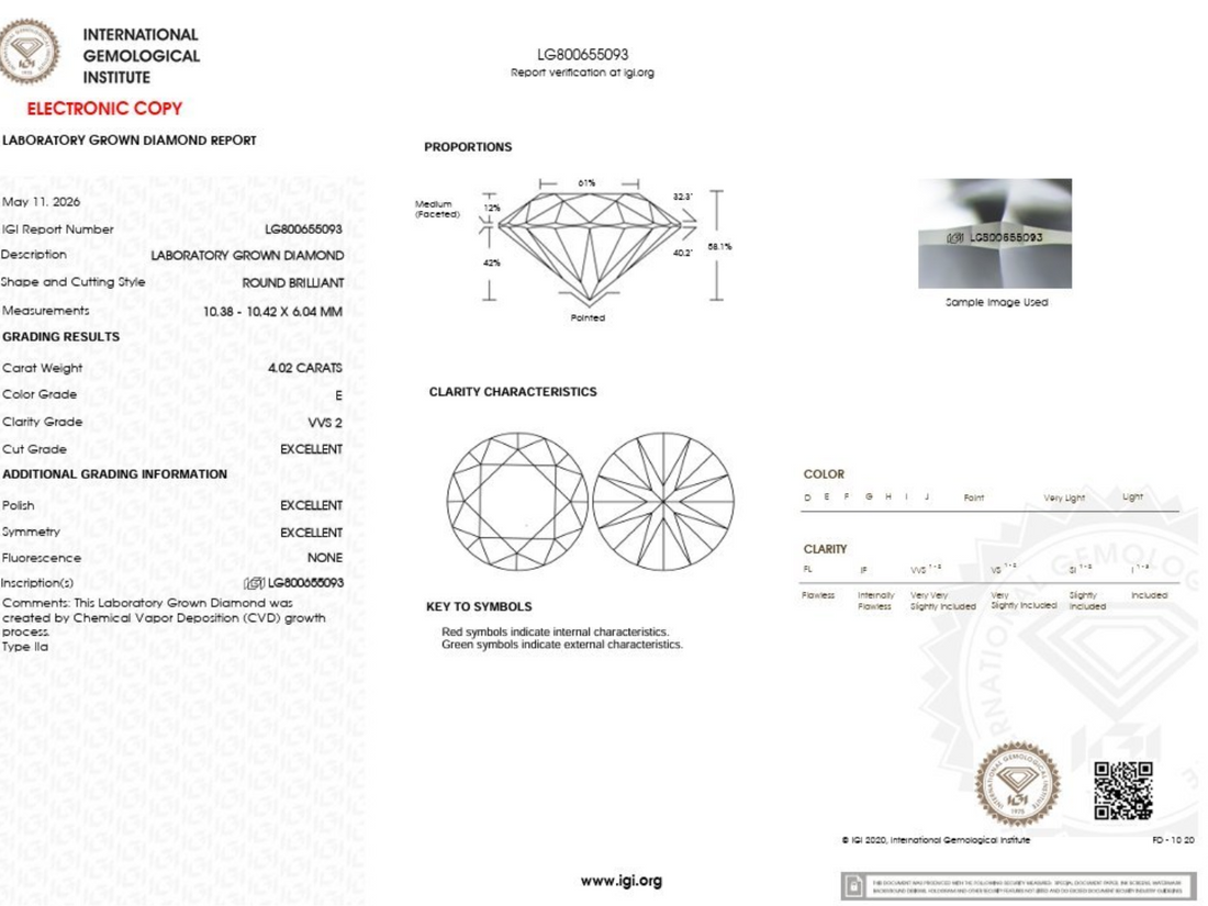 Verlovingsring, 4,46 karaat IGI-gecertificeerde Lab Grown Diamantring
