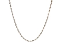 Chaîne corde en or blanc massif 14 carats à facettes diamantées (2,50 mm)