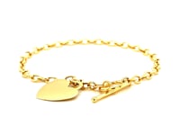Schakelarmband met hartbedel in 14 karaat geelgoud (4,80 mm)