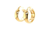 Boucles d'oreilles créoles larges et moyennes en or jaune 14 carats avec fermoir à pression