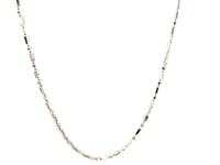 Chaîne à billes alternées en or blanc 14 carats taillées en diamant (1,30 mm)