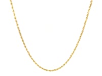 Chaîne corde en or jaune massif 10 carats à facettes diamantées (1,40 mm)