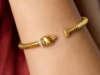 14K Yellow Gold Tubogas Panther Cuff with Diamonds (3.90 mm)