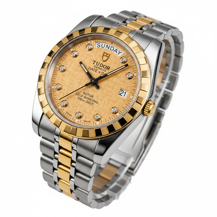 Tudor Classic Geneva Date+Day – witte achtergrond